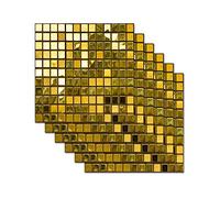 Hiser Rectangle Adhésive Décorative à Carreaux pour Salle de Bains et Cuisine Stickers Carrelage, Motif de Mosaïque 3D Marbre Imperméables Adhésive Décoration, 20x20cm (Mosaïque dorée)
