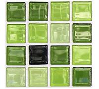 Hiser Rectangle Adhésive Décorative à Carreaux pour Salle de Bains et Cuisine Stickers Carrelage, Motif de Mosaïque 3D Marbre Imperméables Adhésive Décoration, 10x10cm (Mosaïque Verte,10Pièces)