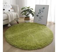 Hiser Ronde Rugs Tapis de Salon à Poils Longs Tapis de Sol Moelleux Shaggy Doux et Confortable Moderne Tapis Antidérapant Décoration Intérieure Tapis Moelleux pour Salon Chambre (Vert,100x100cm)
