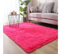 Hiser Rugs Tapis de Salon à Poils Longs Tapis de Sol Moelleux Shaggy Doux et Confortable Moderne Tapis Antidérapant Décoration Intérieure Tapis Moelleux pour Salon Chambre (Rose Rouge,80x160cm)