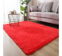 Hiser Rugs Tapis de Salon à Poils Longs Tapis de Sol Moelleux Shaggy Doux et Confortable Moderne Tapis Antidérapant Décoration Intérieure Tapis Moelleux pour Salon Chambre (Rouge,40x60cm)