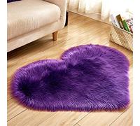 Hiser Rugs Tapis de Salon Longs, Shaggy Doux et Confortable en Forme de Coeur Tapis de Sol Moelleux Moderne Antidérapant Rugs pour Décoration (Violet,50x65cm)