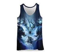 Hiser sans Manches Homme Débardeur, Respirant Imprimé Muscle Tank Top, T-Shirt Sleeveless Débardeurs pour Homme Garçon Workout Musculation Exercising - Animal Impression (Loup Gris,M)