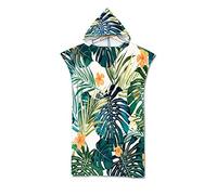 Hiser Serviette Poncho de Surf À Capuchon Poncho de Bain Tropical Imprimé Plage Serviette à Changement Adulte Ado Microfibre Peignoir Serviettes de Natation Poncho (75x110cm,Feuille de Tortue)