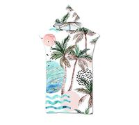 Hiser Serviette Poncho de Surf À Capuchon Poncho de Bain Tropical Imprimé Plage Serviette à Changement Adulte Ado Microfibre Peignoir Serviettes de Natation Poncho (75x110cm,Lever du Soleil)