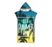 Hiser Serviette Poncho de Surf À Capuchon Tropical Imprimé - Serviette de Bain Plage Changement Adulte Ado Microfibre Peignoir Natation (75x110cm, Nuit d'été)