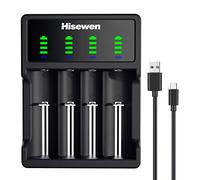 Hisewen Chargeur de Batterie Universel 18650 avec écran pour Batteries Rechargeables Li-ION 3,7 V 18650 18350 17670 16340 RCR123 14500 INR ICR Ni-MH Ni-CD AA AAA (La Batterie n'est Pas Incluse)