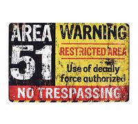 HiSign Area 51 Warning Panneau de Mur en étain rétro Peinture sur Fer Vintage Plaque en métal Affiche pour Bar Cafe Store Road
