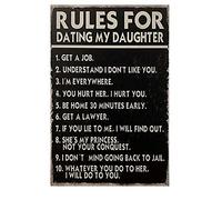 HISIMPLE Rules for Dating My Daughter Plaque métallique décorative style vintage 20,3 x 30,5 cm