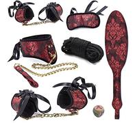 hision Lee® Bed Sexy Bondage Système Set 10pc Menottes Leather Bondage Kit Masque pour les yeux en satin kenbel Plug anal