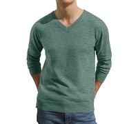 Hisir Pull d'hiver léger en tricot à manches longues doux et chaud pour homme, 15 Vc Vert, XL