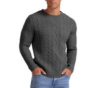 Hisir Pulls en Tricot Torsadé pour Hommes Hiver Décontracté Col Rond Épais Chaud Manches Longues Sweater Pullover Hauts pour Hommes UK, L