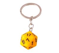 Hislaves Porte-clés en forme de dé de 20 côtés en acier inoxydable poli avec chaîne géométrique pour clés de voiture, sac à main, pendentif, organiseur de clés, jaune, taille unique