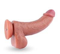 Hismith Amazing Godemichet incurvé en silicone double densité avec veines, système KlicLok amovible 23,1 cm