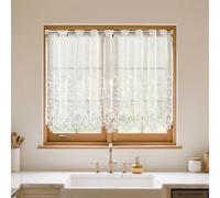 HiSnug Curtain Rideau brise-bise jacquard creux brodé blanc Rideau court cuisine porte couloir 90 x 150 cm - 1 pièce
