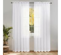 HiSnug Curtains Lot de 2 Rideaux Brise-bise en Voile Blanc Transparent pour Petites fenêtres Filtre la lumière et Lavable en Machine 140 x 225 cm (l x H)