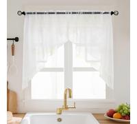 HiSnug Lot de 2 Rideaux de Cuisine en Voile Blanc, Design Double Couche, adaptés aux balcons, cafés, caravanes, H80 x L80 cm