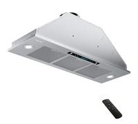 HisoHu Hotte aspirante de 91,4 cm, 900 CFM avec conduit convertible sans conduit (kit inclus), détection gestuelle à 4 vitesses et panneau de commande tactile, grille d'aération de cuisine en acier