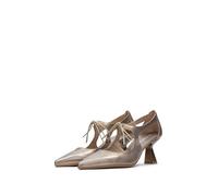 HISPANITAS Chaussures à talon fin avec base large, fermeture à lacets, ouverte, en cuir, bout fin, classique, pour femme, Cave, 39 EU