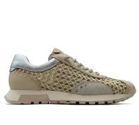 HISPANITAS Chaussures de sport, baskets en cuir avec cordon élastique, semelle en caoutchouc, grille, ajourées pour femme, Crème, 41 EU