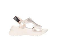 Hispanitas Sandales décontractées compensées avec fermeture adhésive, semelle blanche en caoutchouc, cuir, lanières, pour femme, Cave, 40 EU