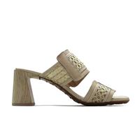 HISPANITAS Sandales élégantes avec talon imitation bois, cuir et corde, élastique sur le dessus pour femme, Beige, 37 EU