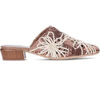 HISPANITAS Sandales, sabot élégant avec talon de bloc, largeur imitation bois, design floral, ajouré pour femme, Naturels, 41 EU