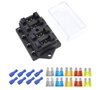 HISports 4 Voies Standard Boîte à Fusibles,Boîte à Fusibles de Voiture,12V / 24V / 32V / 48V Porte-Fusible à Lame Standard Universel avec 10 pièces Fusible à Lame Libre (5A 10A 15A 20A 25A)
