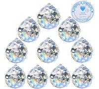 Hisredsun 10 Pièces 40 mm K9 Boule de Prisme en Cristal avec Chaîne | Cristal Clair, Réfraction de Lumière, Capteur de Soleil, Pendentif Suspendu, Décoration Fenêtre, Arc-en-Ciel, pour Fenêtre