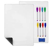 Hisredsun 2PCS A4 Tableau blanc magnétique effaçable à sec pour réfrigérateur, 8 stylos pour tableau blanc,1 gomme,Tableau blanc magnétique souple pour la maison, le bureau, l'école