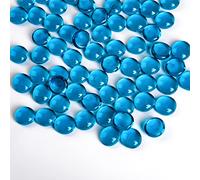 Hisredsun Lot de 290 Galets en Verre Bleu mer, Perles Plates en marbre de 1,35 kg, Pierres de Remplissage de Vase, Galets en Verre artificiels, Pierres précieuses décoratives en Verre pour Aquarium