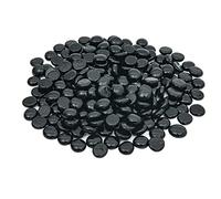 Hisredsun Lot de 290 galets en verre noir, 1,35 kg, perles plates en marbre, pierres de remplissage pour vase, pierres précieuses artificielles en verre décoratives pour aquarium, pot de fleurs,