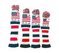 HISTAR Craftsman Couvre-club de golf avec pompon en tricot avec drapeau américain Blanc/bleu/rouge Bois de parcours Pour Callaway Mizuno Cobra Taylormade