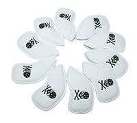 Histar Golf 10 pcs PU synthétique Cuir épais Tête de mort kit de housses de tête de fer de golf Couvre-fer pour toutes les marques, White + Skull