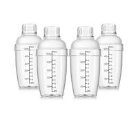 Histeaa 4 Pièces en Plastique Shaker à Cocktail Mélangeur de à Main Shaker avec Balances et Passoire Supérieure Tasse Shaker Transparente avec Mesures