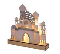 Histeaa C Veilleuse LED en Bois Eid Mubarak pour Décoration du Ramadan Musulman pour, Décoration de Fête Musulmane Islamique Mubarak, Fournitures de Fête Durables et Faciles à Installer