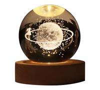 Histeaa Cadeau de Saint Valentin Lampe Boule de Cristal Galaxie 3D Planète Lune Lampe USB LED Veilleuse Boule de Cristal Lampe F