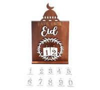 Histeaa Calendrier de Compte à Rebours de L'Aïd Al-Fitr Ornement de Bureau Calendrier des Jours Jusqu'à L'Aïd Al-Fitr Décorations de Compte à Rebours Ferme en Bois Installation Facile -A