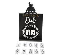 Histeaa Calendrier de Compte à Rebours Eid Al-Fitr Ornement de Bureau Calendrier Jours Jusqu'à Eid Al-Fitr Décorations de Compte à Rebours Ferme en Bois Installation Facile -B