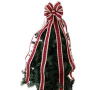 Histeaa Grands Nœuds Rouges avec Bord et Longues Banderoles, Nœuds de Couronne de Noël pour Arbre de Noël, Décorations de Fête de Vacances Faites à la Main