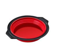 Histeaa Moule de Forme Ronde en Silicone Pliant pour Gâteau, Moule Cylindrique pour Fondant en Mousse pour Pâtisserie, Dessert, Gelée, Rouge