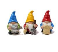 Histeaa Ornements de Jardin en Résine Faits à la Main 3 Nains de Jardin en Train de Jardiner Gnomes de Travail Adaptés à la Décoration Extérieure et Intérieure, Travail Soigné et