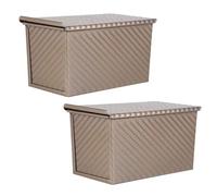 Histeaa Paquet de 2 Moules à Pain Antiadhésifs avec Couvercle, Moule à Pâtisserie en Acier au pour Pain, Pain Grillé et Ustensiles de Cuisson Faits Maison