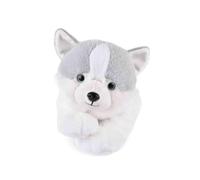 Histoire d'Ours - Peluche allongée Husky HO3279 40 cm gris et blanc matière stretch ultra douce