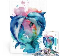 Histoire d'amour d'un Couple de Dauphins Puzzle 1000 pièces pour Adultes Jeu intellectuel De Superbes Cadeaux et Jouets 38x26cm