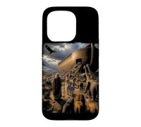 Histoire de la Bible épique Graphique chrétien - Animaux Noé et Arche Coque pour iPhone 15 Pro
