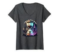 Histoire de Vivre au Mauvais siècle Art de Voyage dans Le Temps T-Shirt avec Col en V, Femme, Chiné Foncé, L