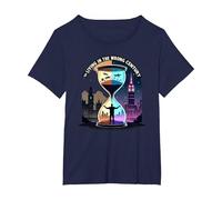 Histoire de Vivre au Mauvais siècle Art de Voyage dans Le Temps T-Shirt, Femme Grandes Tailles, Bleu Marine, 6X