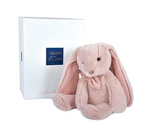 HISTOIRE D'OURS - Grande Peluche Doudou Lapin - Rose - 40 cm - Collection Preppy Chic - Idée Cadeau Enfants ou Naissance pour Bébé - Doudou Très Doux & Elégant - Avec Boite Cadeau - HO3137