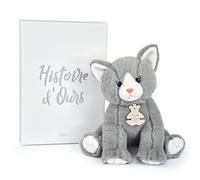 HISTOIRE D'OURS - Peluche Chat Gris Perle 18 cm - Adorable Chaton - Compagnon Tout Doux Sécurisant - Adorable Châton Peluche pour les Câlins Enfants - Idée Cadeau Anniversaire Pour Enfants - HO3156